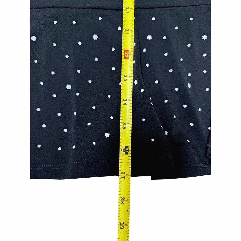 Michael Kors Black Floral Polka Dot Ruffle Hem‎ Dress Women Size L Chic  Party